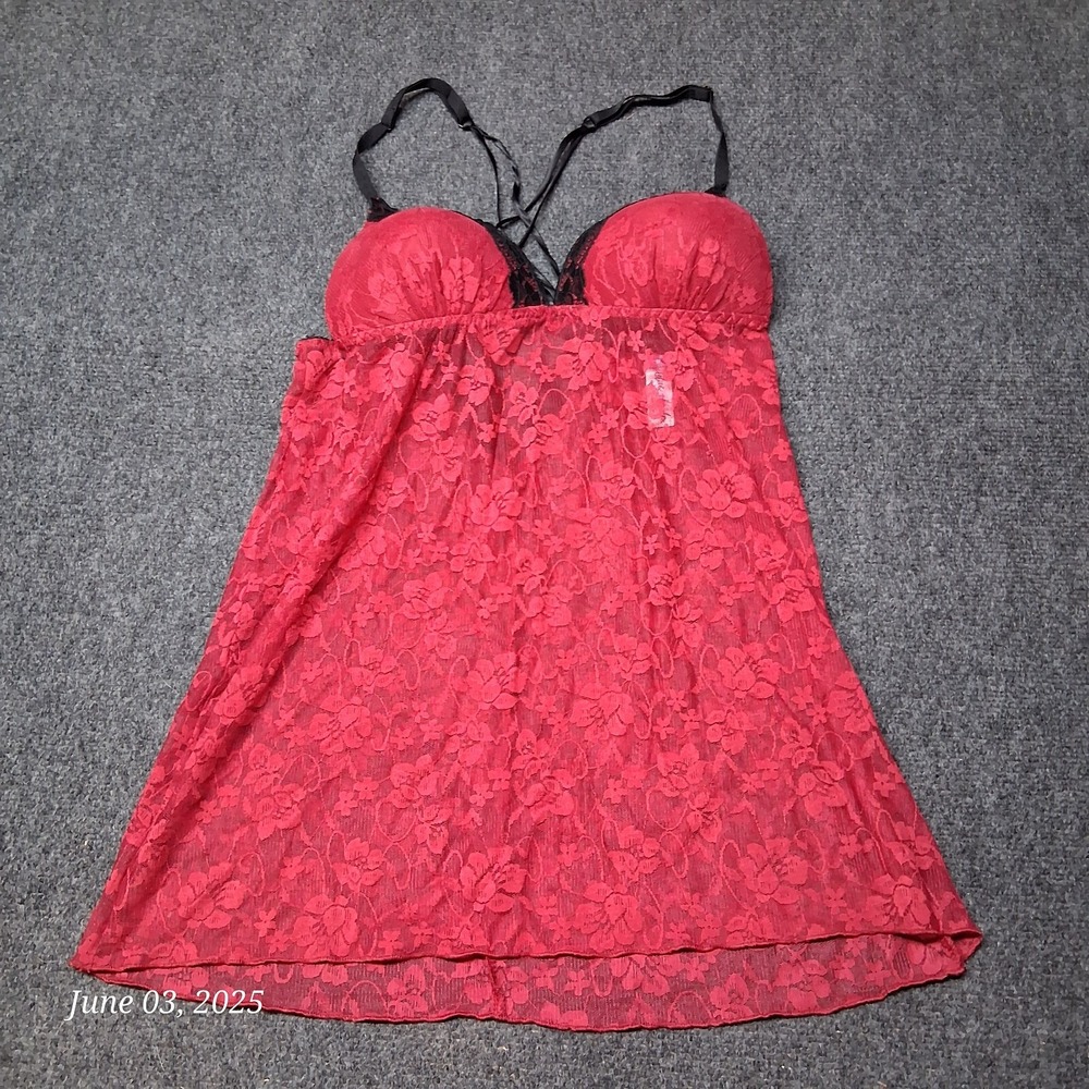 Lilac & London Lace Sleep Shirt Size Medium Red Wireless‎